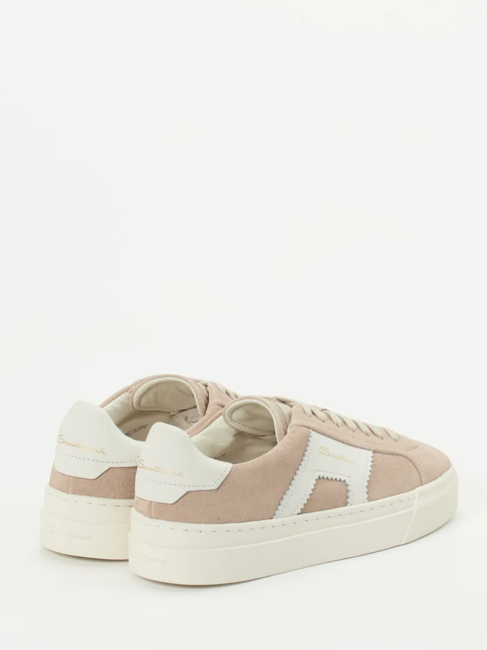 Santoni – Low-Top Sneaker aus Veloursleder Sandbeige