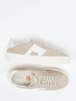 Santoni – Low-Top Sneaker aus Veloursleder Sandbeige