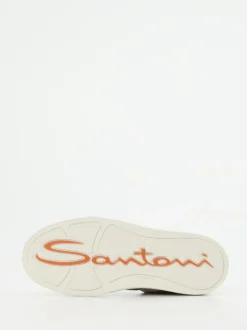 Santoni – Low-Top Sneaker aus Veloursleder Sandbeige
