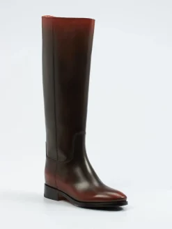 Santoni – Reitstiefel aus Kalbleder in Dunkelbraun