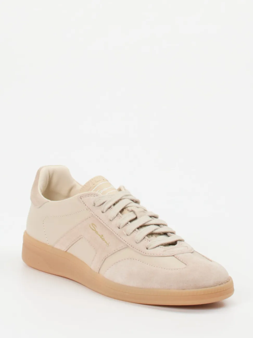 Santoni – Sneaker aus Veloursleder Beige