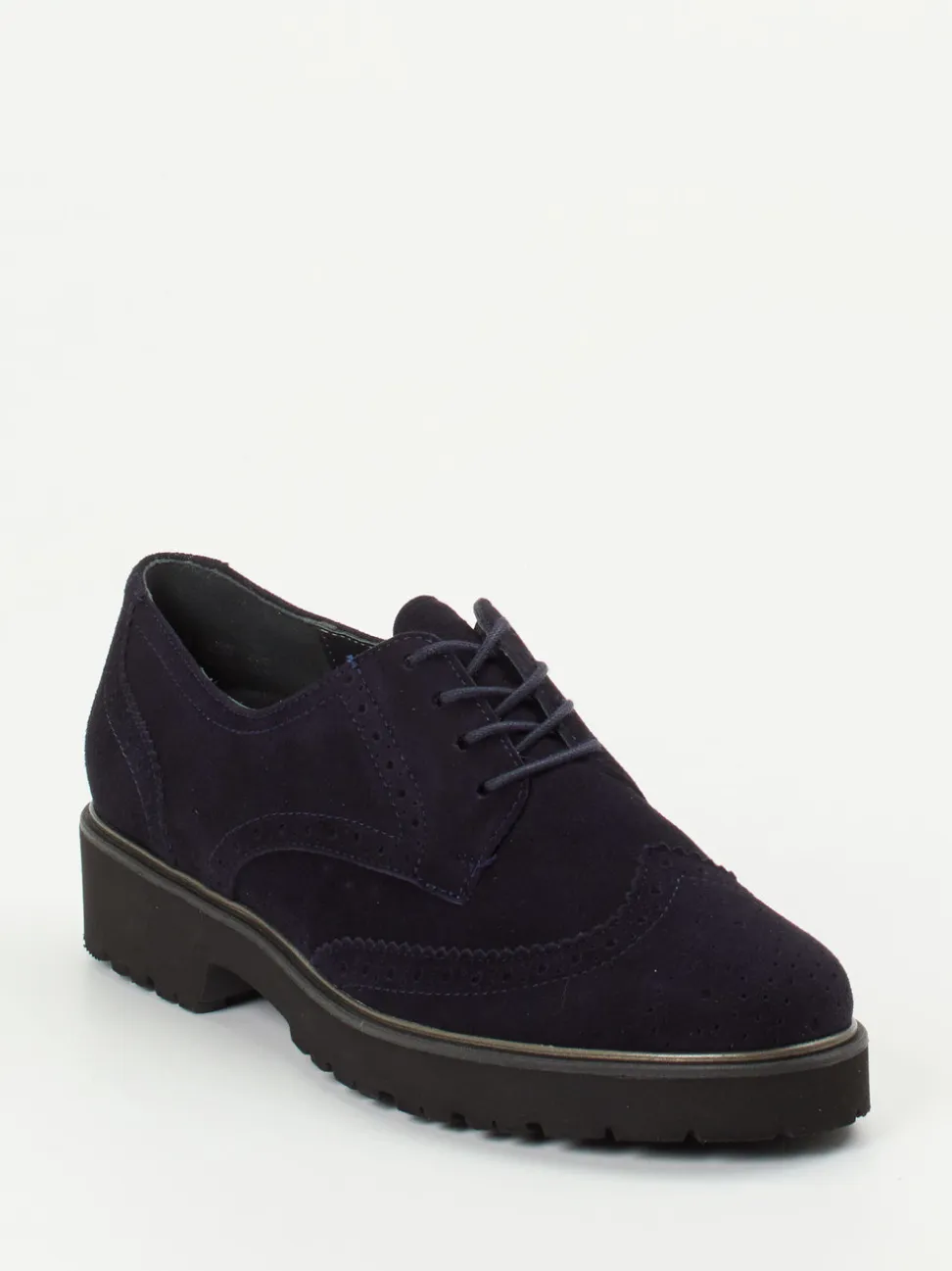 Semler – Brogues aus Veloursleder in Dunkelblau