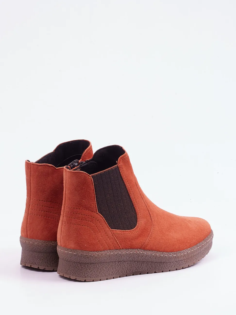Semler – Chelsea-Stiefelette aus Veloursleder ziegelrot
