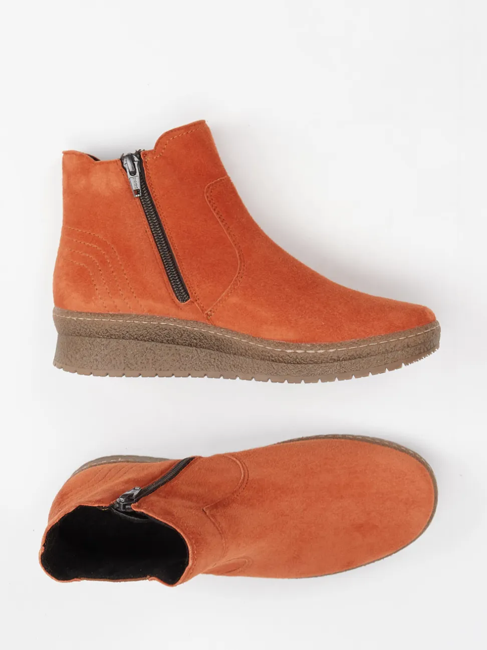 Semler – Chelsea-Stiefelette aus Veloursleder ziegelrot