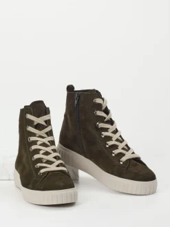 Semler – High-Top Sneaker aus Veloursleder grün