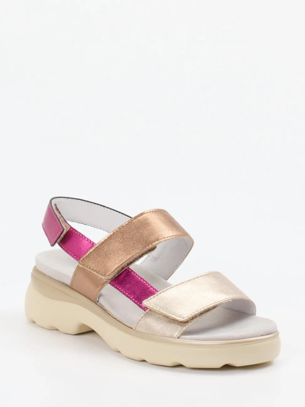 Semler – Klettsandale aus Metallic-Kalbleder multi