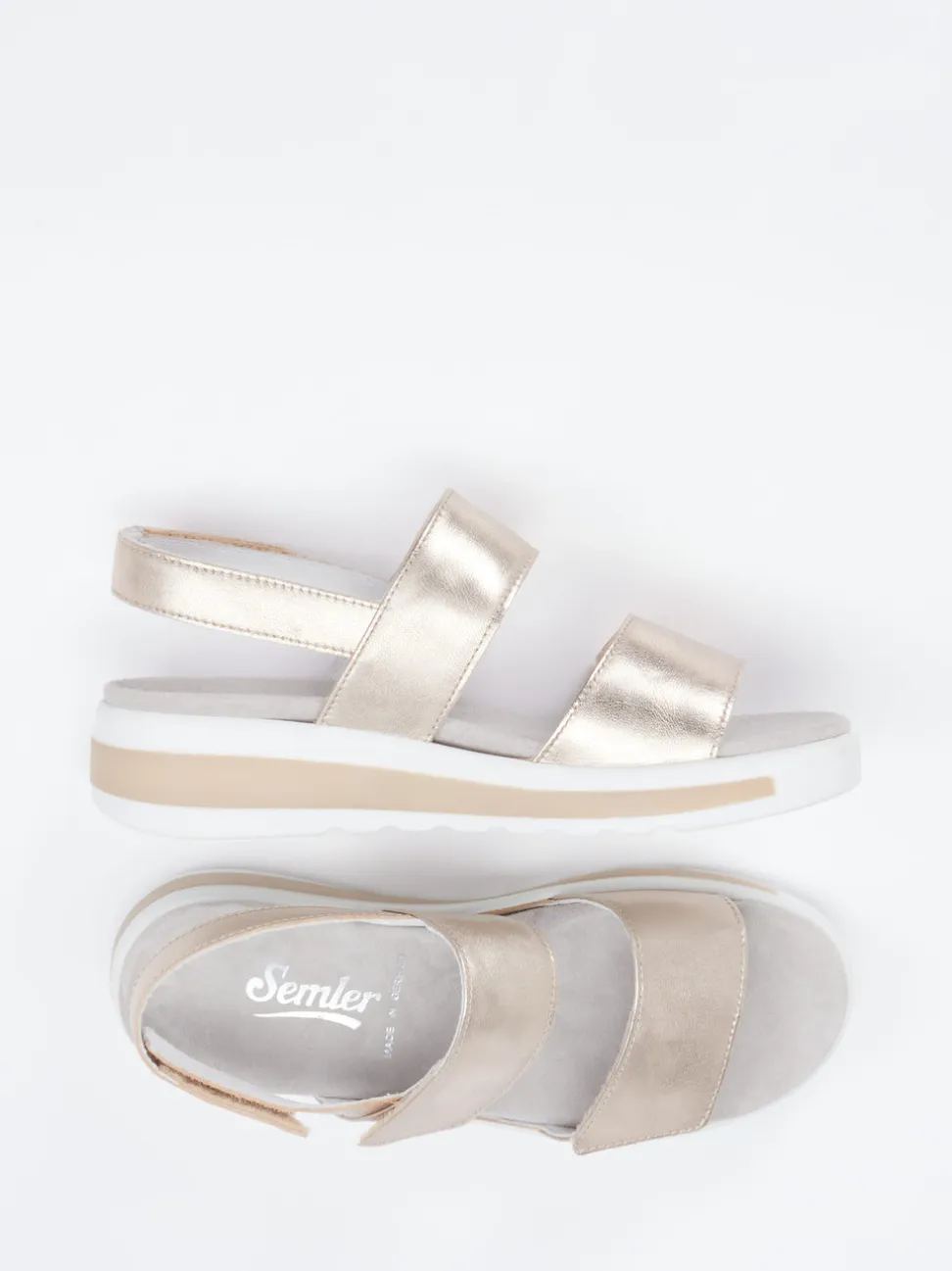 Semler – Komfortsandale aus Metallicleder Gold
