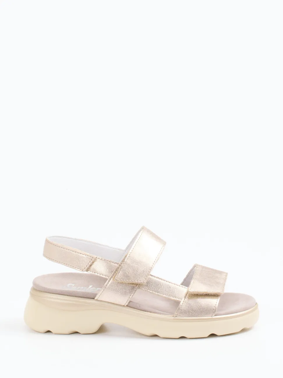 Semler – Komfort-Sandalen aus Metallic-Leder Beige