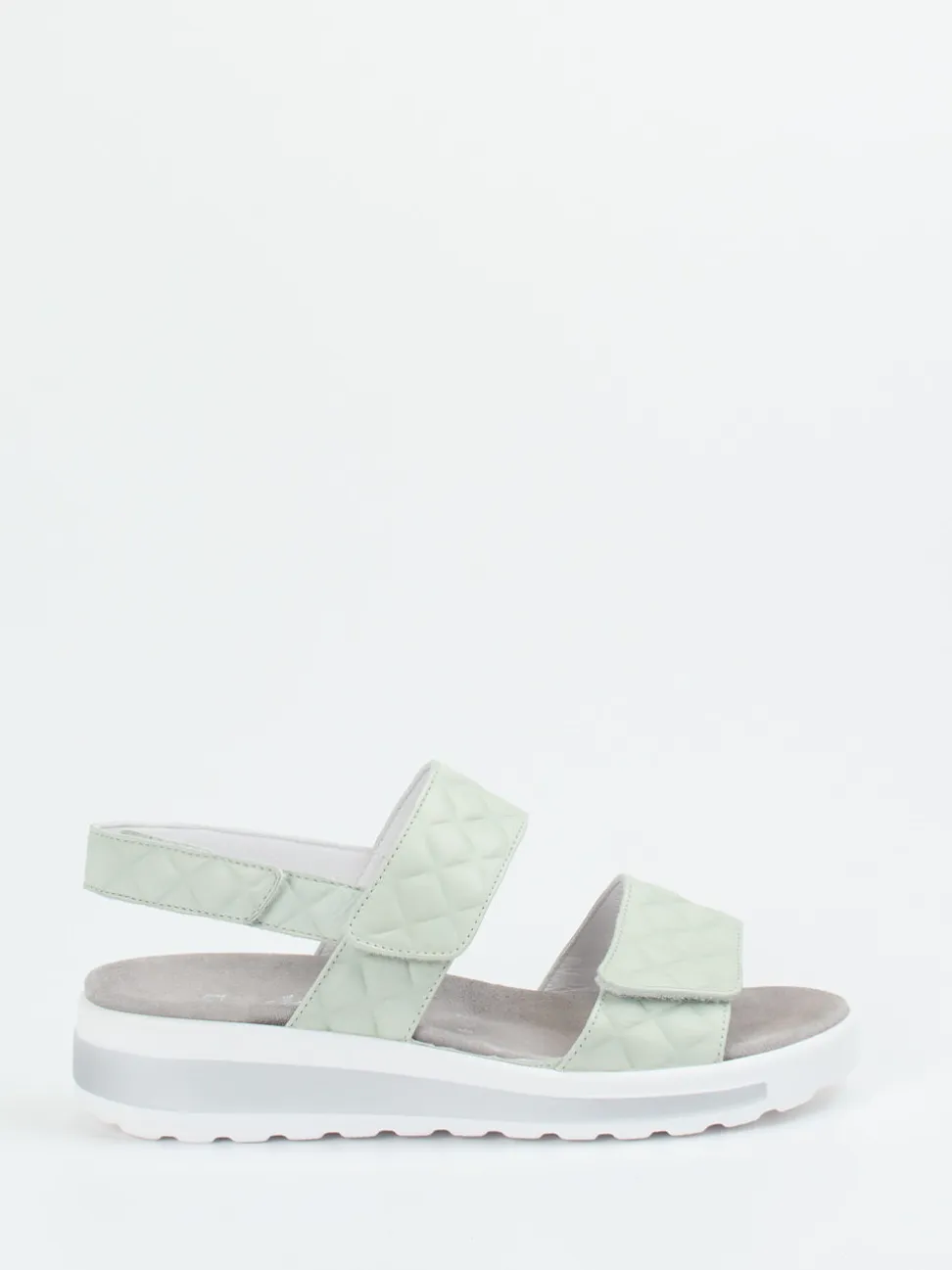 Semler – Komfort-Sandalen aus geprägtem Leder salbeigrün