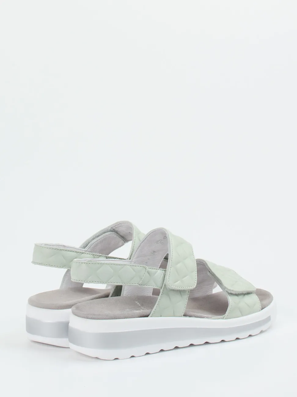 Semler – Komfort-Sandalen aus geprägtem Leder salbeigrün
