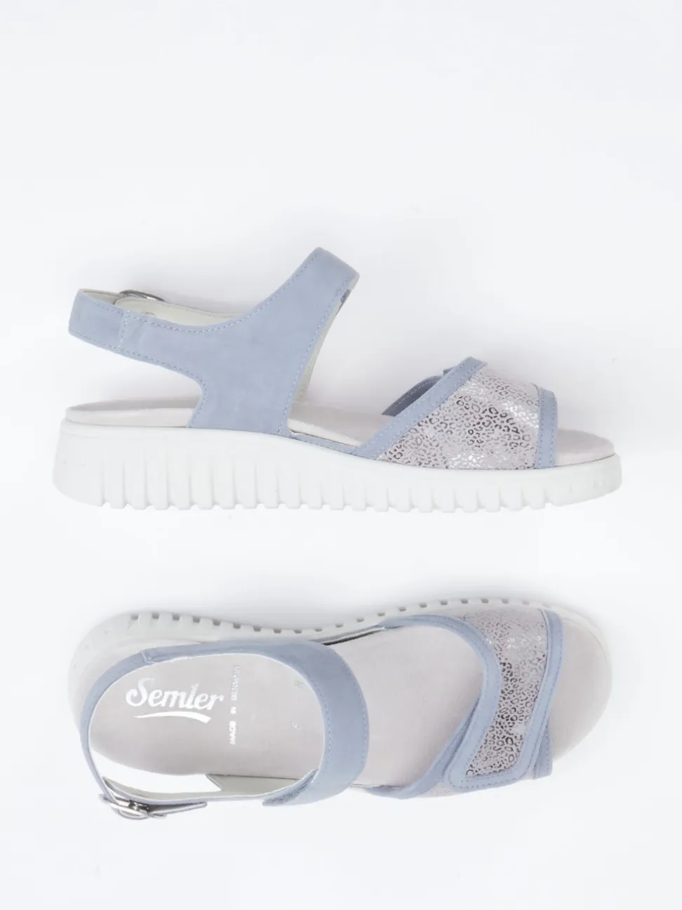 Semler – Komfortsandalen aus Kalbleder Pastellblau