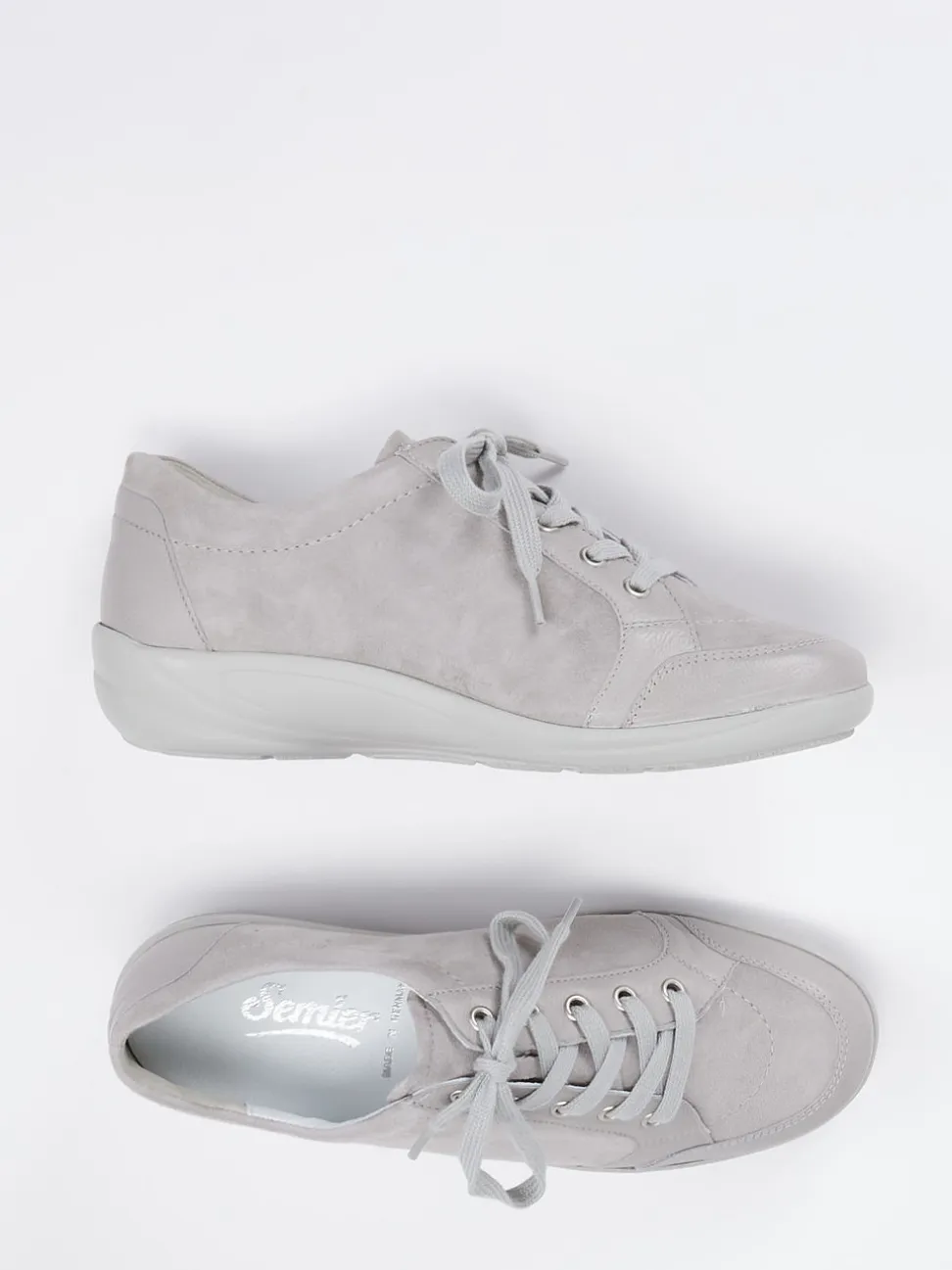 Semler – Komfort-Sneaker aus Veloursleder hellgrau