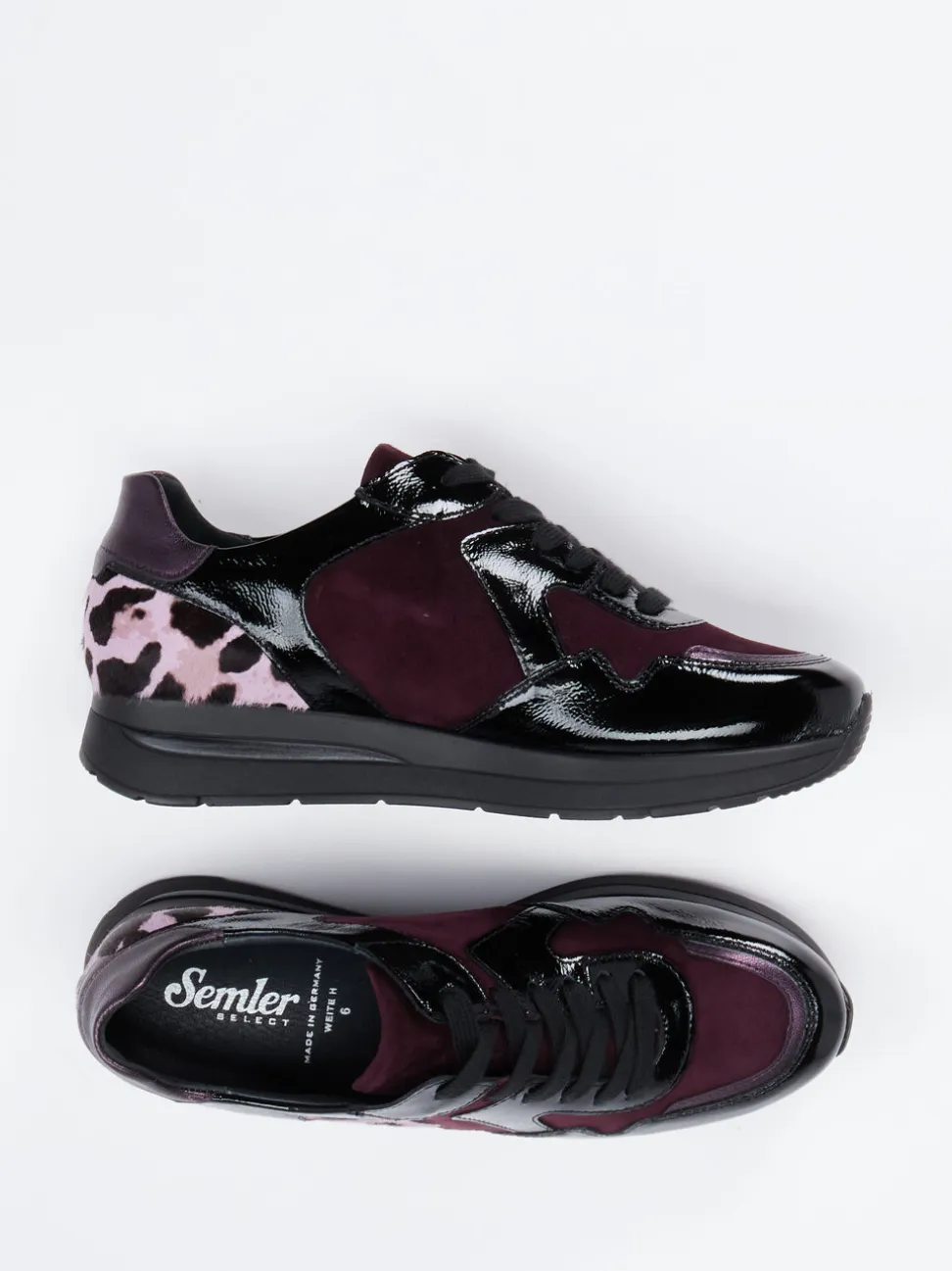 Semler – Komfort-Sneaker aus Lackleder in Brombeer