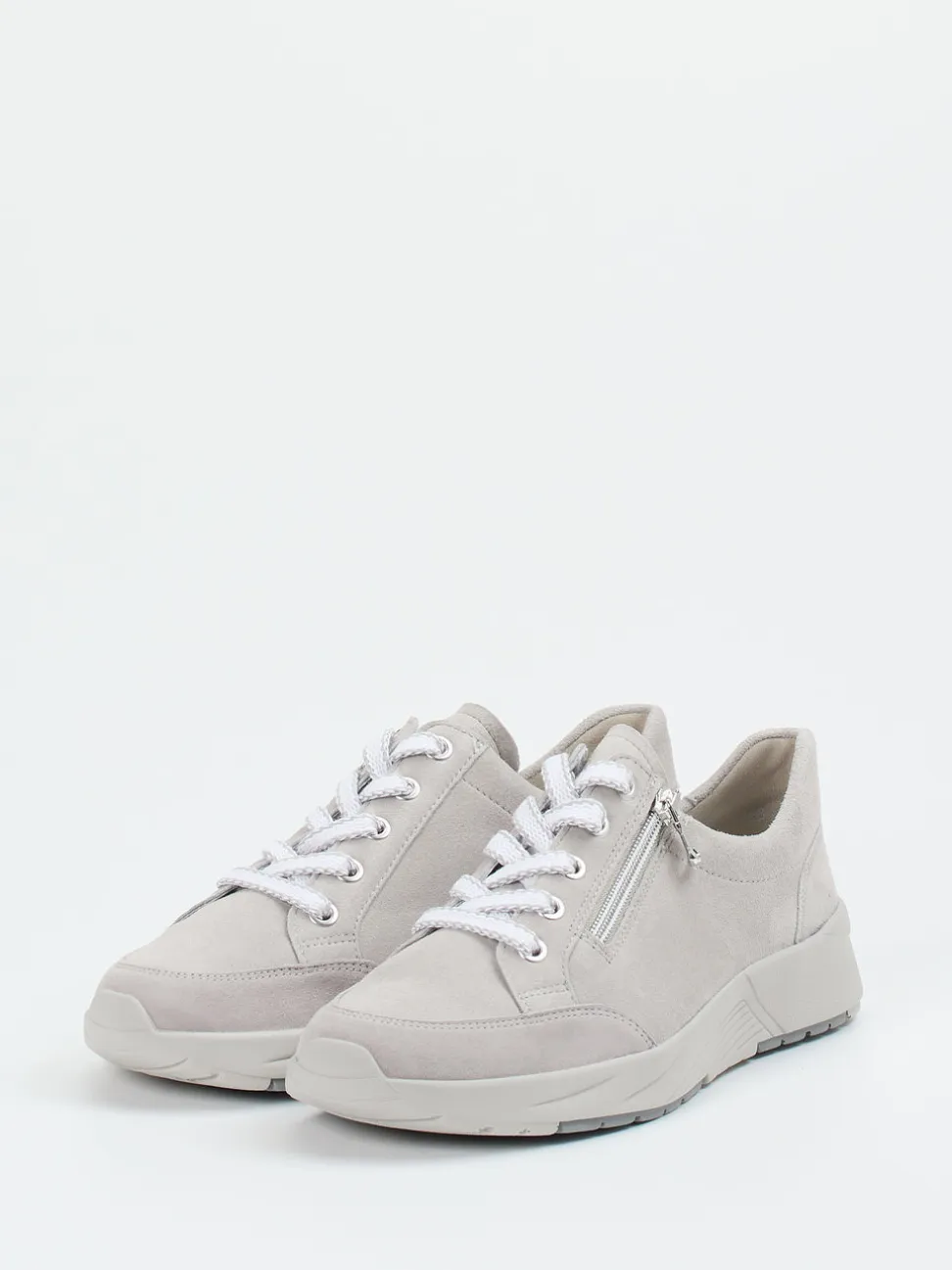 Semler – Komfort-Sneaker aus Veloursleder hellgrau