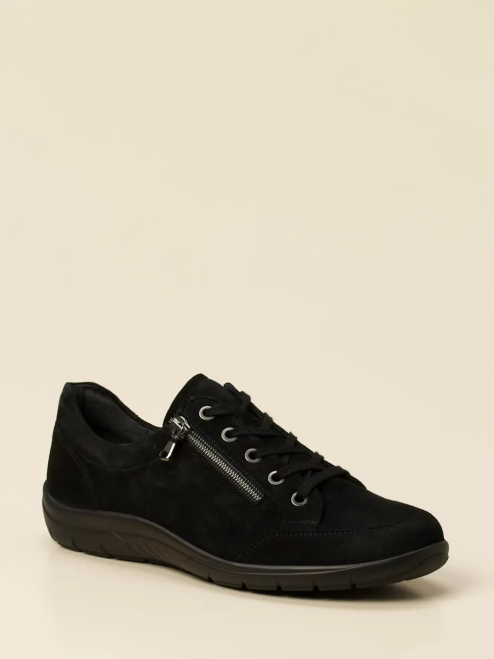 Semler – Komfort-Sneaker aus Veloursleder schwarz