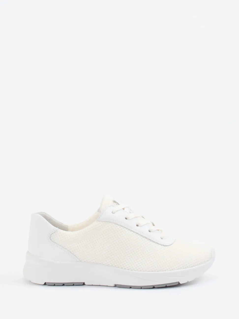 Semler – Komfort-Sneaker aus Mesh und Kalbleder Cremeweiß