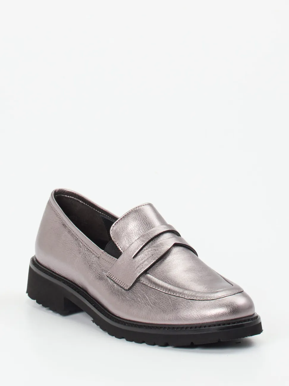 Semler – Loafer aus Metallicleder silberfarben