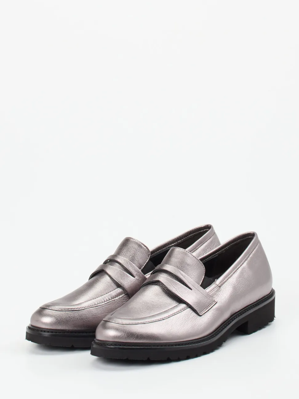 Semler – Loafer aus Metallicleder silberfarben