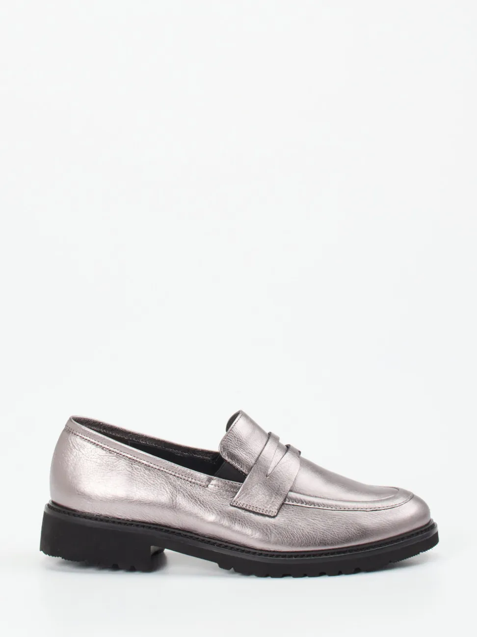 Semler – Loafer aus Metallicleder silberfarben