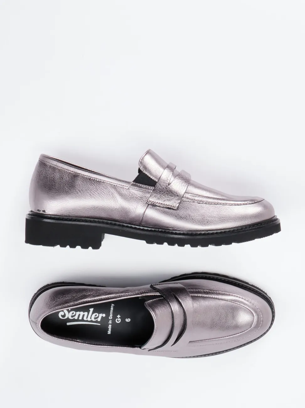 Semler – Loafer aus Metallicleder silberfarben