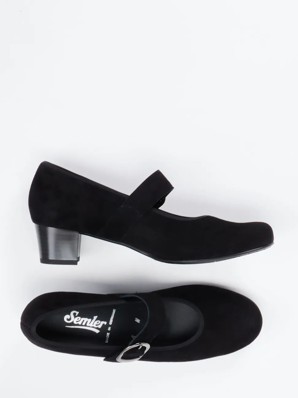 Semler – Mary Jane Pumps aus Veloursleder schwarz