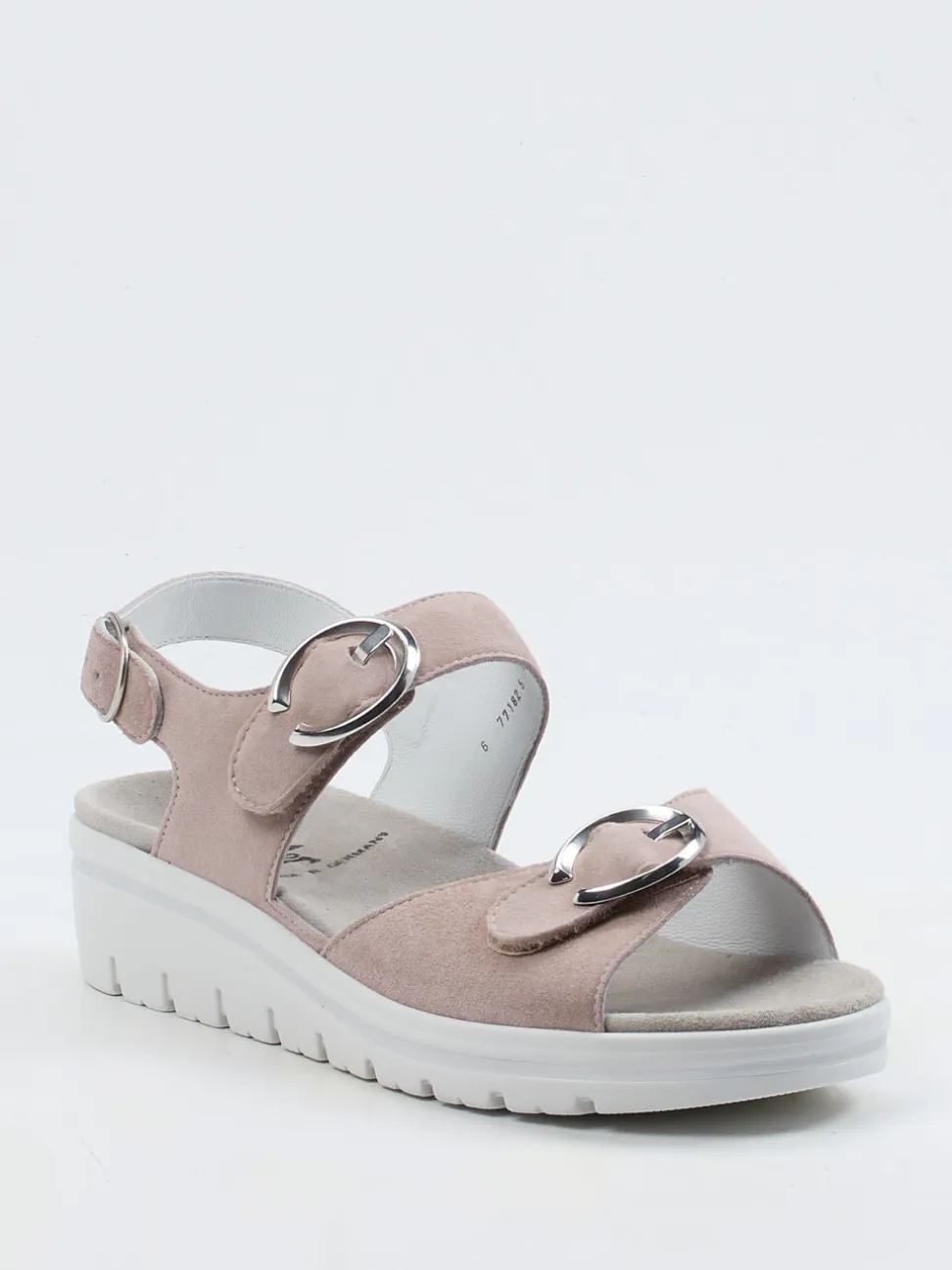 Semler – Sandalen aus Veloursleder in Rosébeige