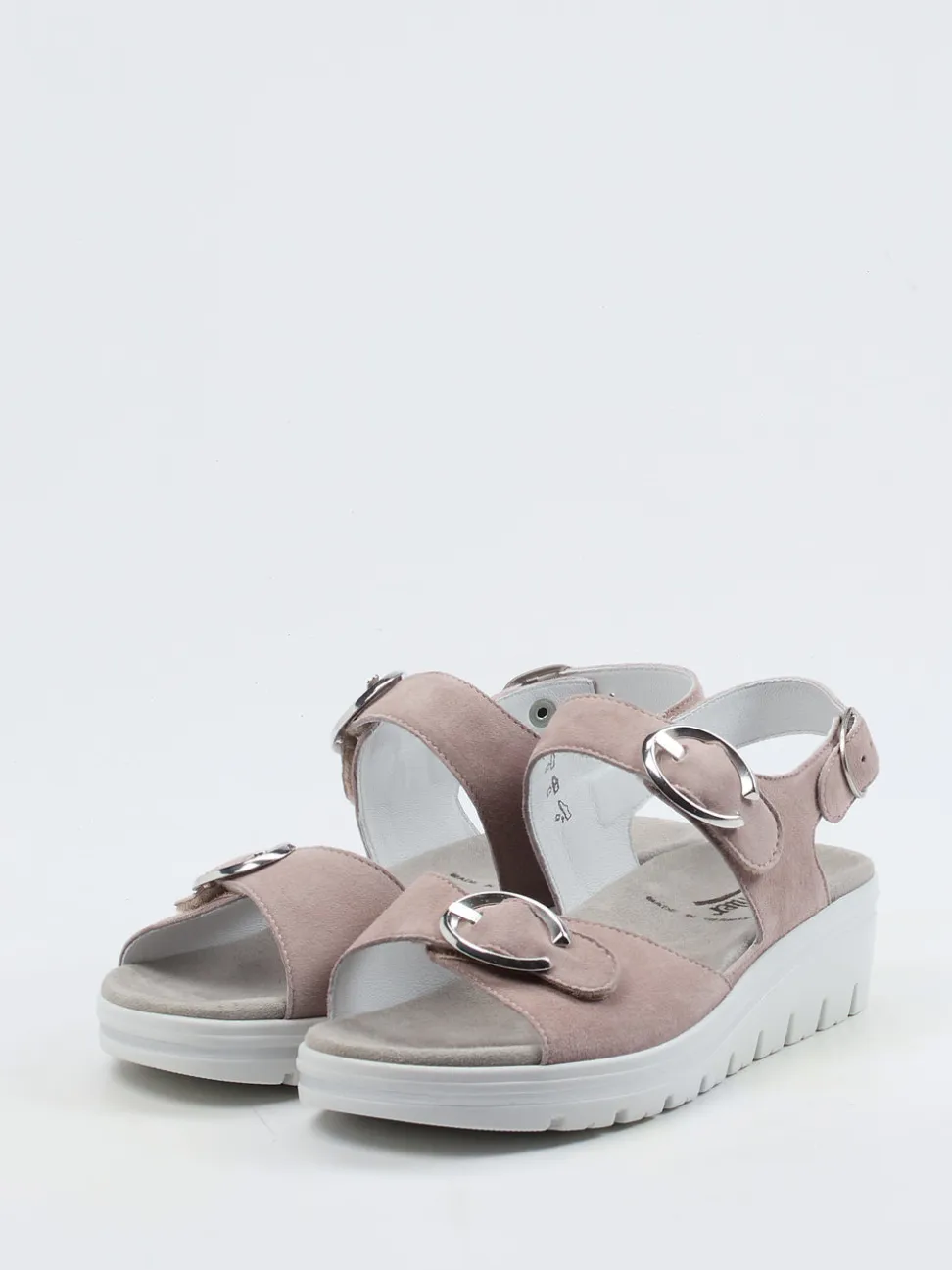 Semler – Sandalen aus Veloursleder in Rosébeige