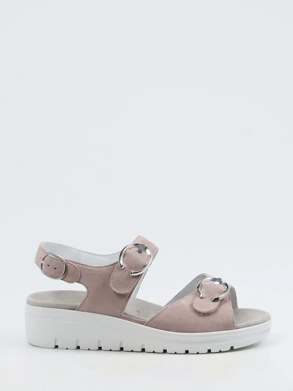Semler – Sandalen aus Veloursleder in Rosébeige