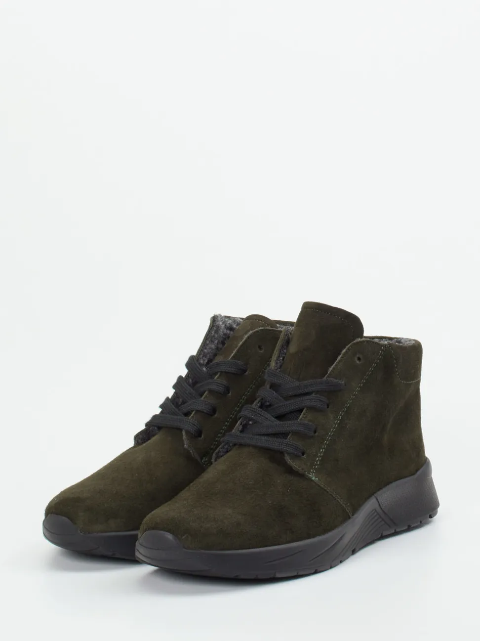 Semler – Schnürboots aus Veloursleder olivgrün