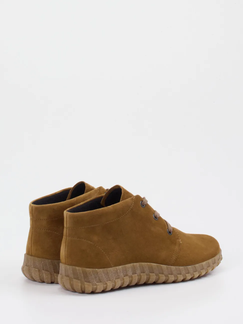 Semler – Schnürstiefelette aus Veloursleder cognacbraun