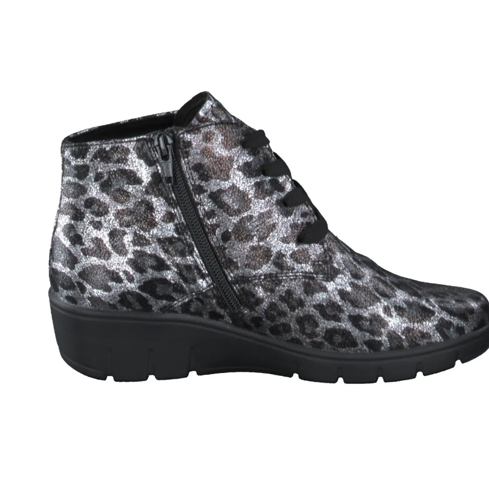 Semler – Schnürstiefelette aus geprägtem Leder metallicgrau