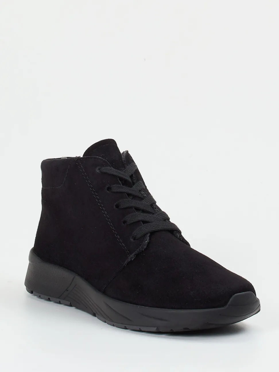 Semler – Schnürstiefelette aus Veloursleder Schwarz