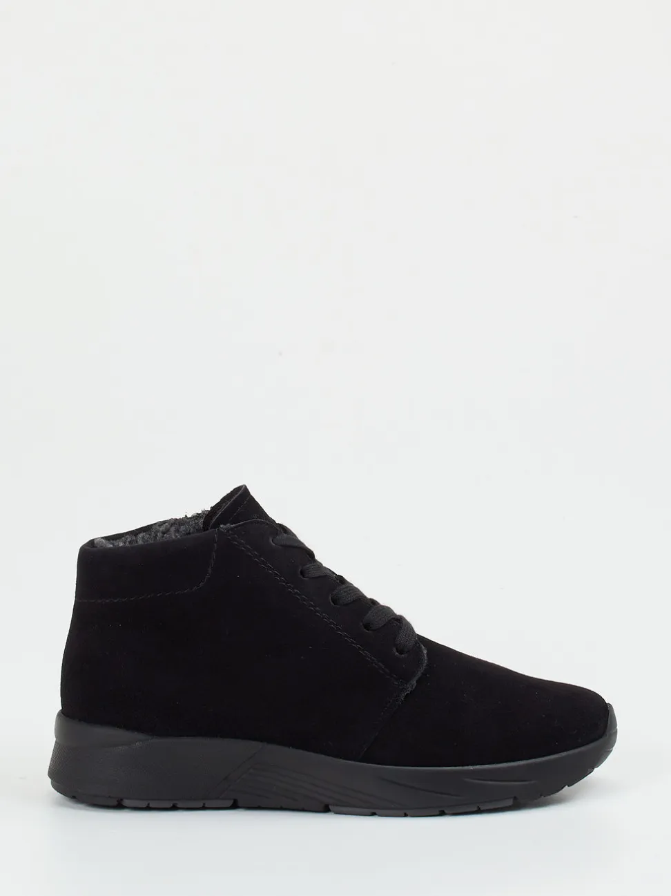 Semler – Schnürstiefelette aus Veloursleder Schwarz