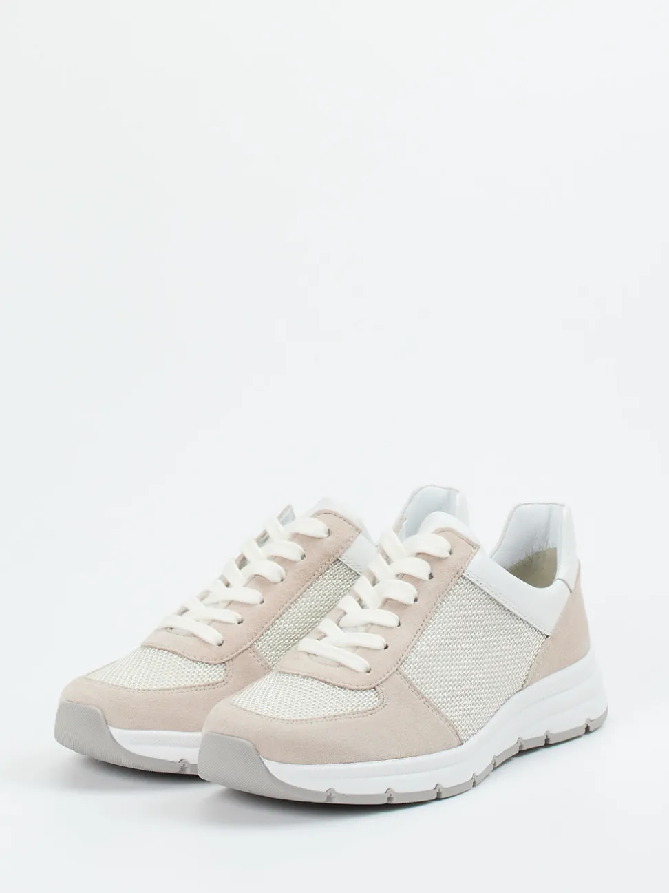 Semler – Sneaker aus Veloursleder und Mesh beige