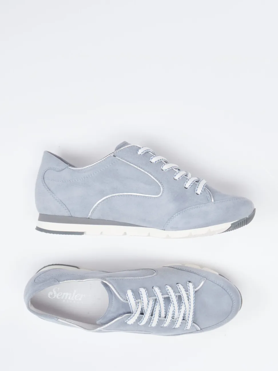 Semler – Sneaker aus Veloursleder in Rauchblau