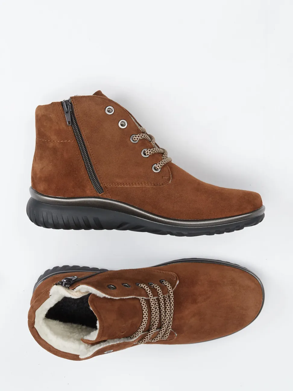 Semler – Stiefelette aus Veloursleder mittelbraun