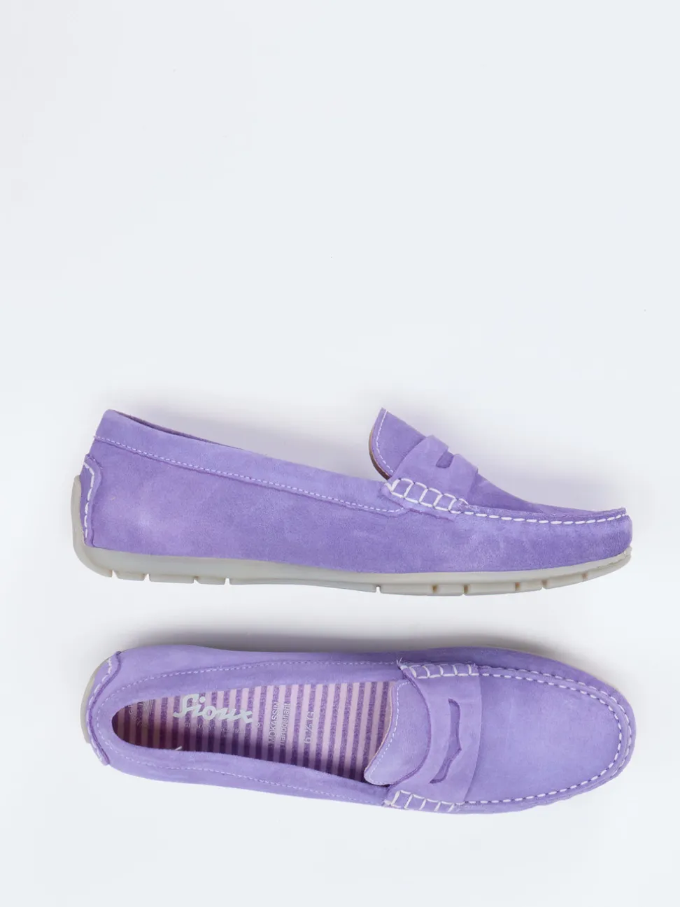 Sioux – Damen-Loafer aus Veloursleder Lavendel