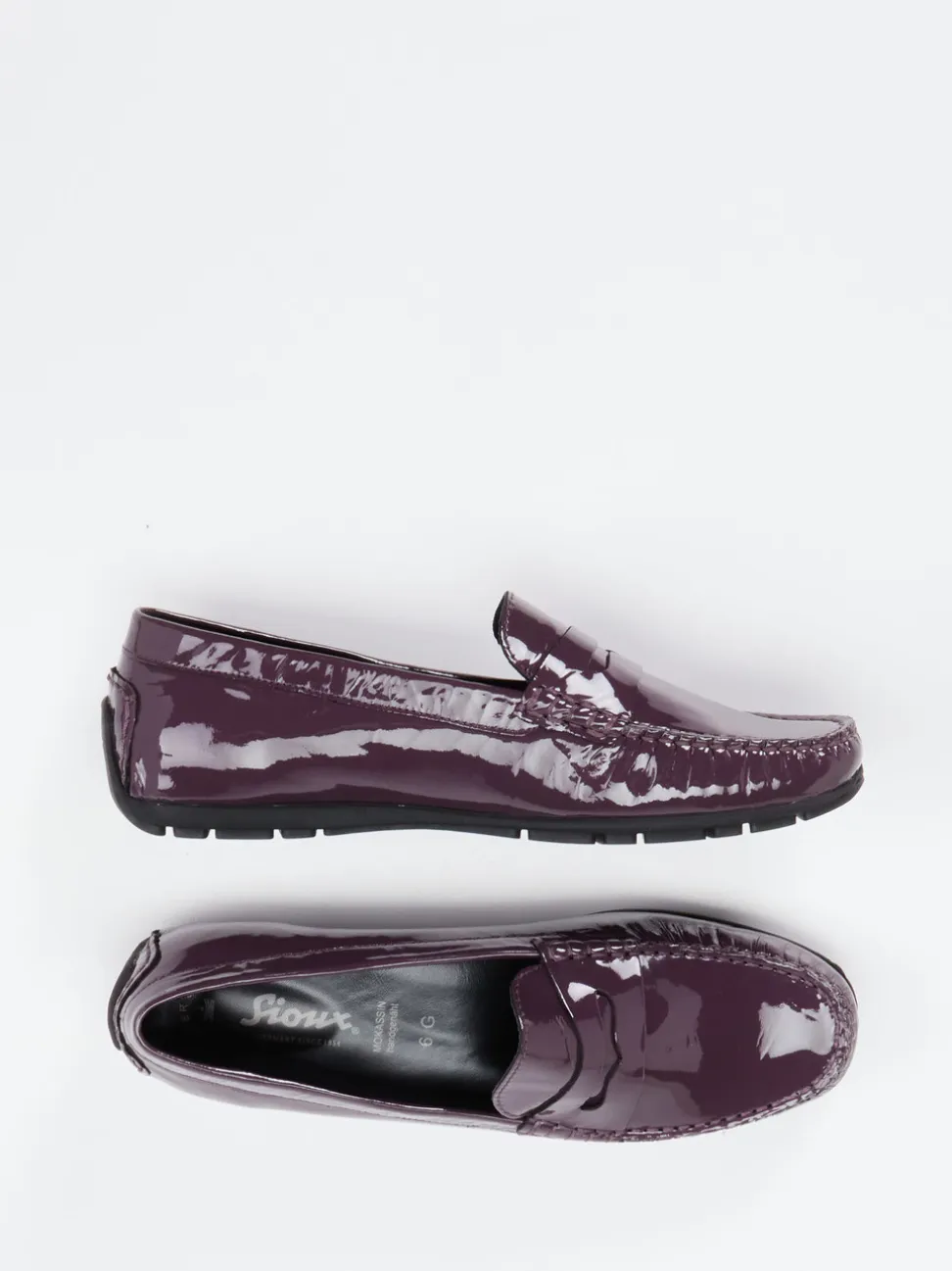 Sioux – Mokassin-Loafer aus Lackleder Aubergine