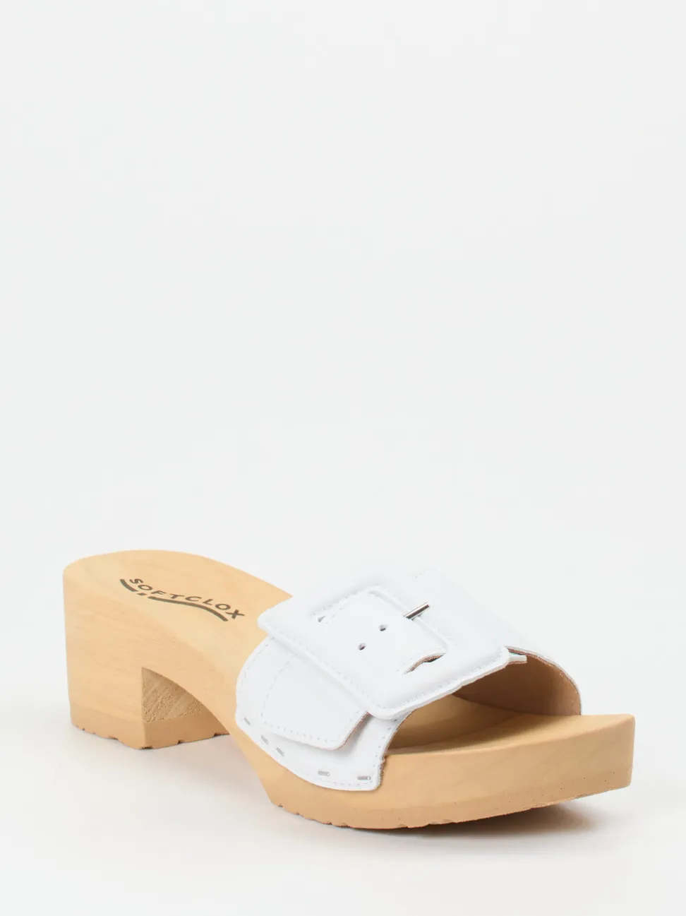 Softclox – Clogs aus Lammleder mit Holzsohle Weiß