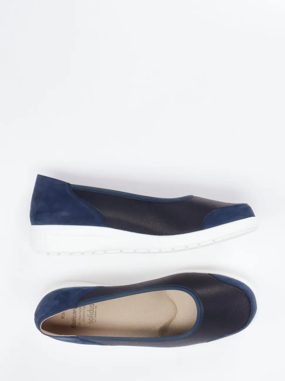 Solidus – Komfort-Ballerinas aus Stretch und Veloursleder