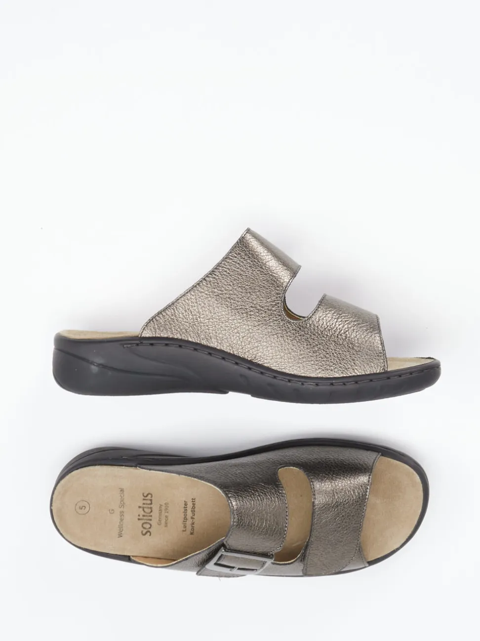 Solidus – Komfort-Pantolette aus Metallicleder bronzebraun