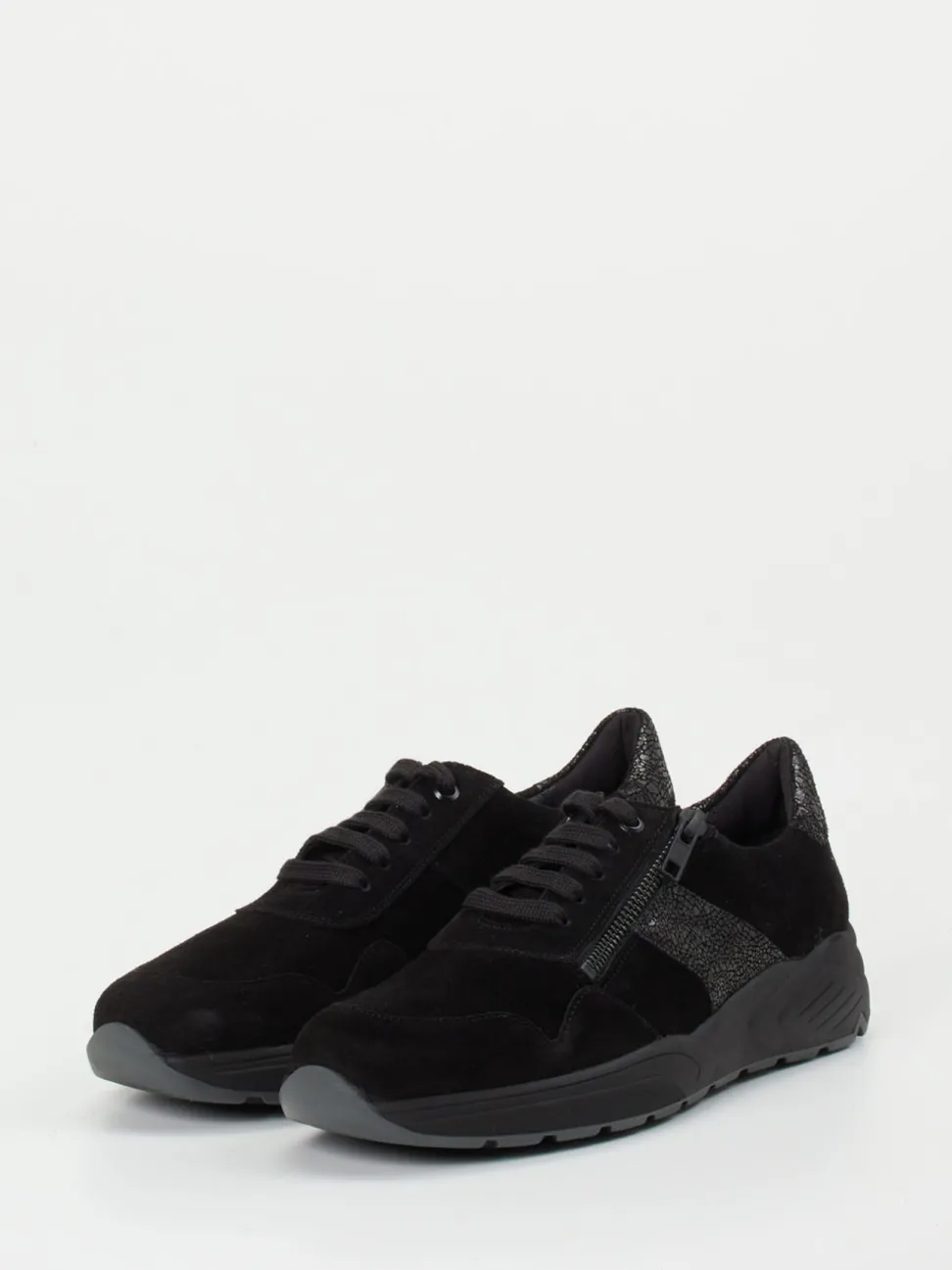 Solidus – Komfort-Sneaker aus Veloursleder schwarz