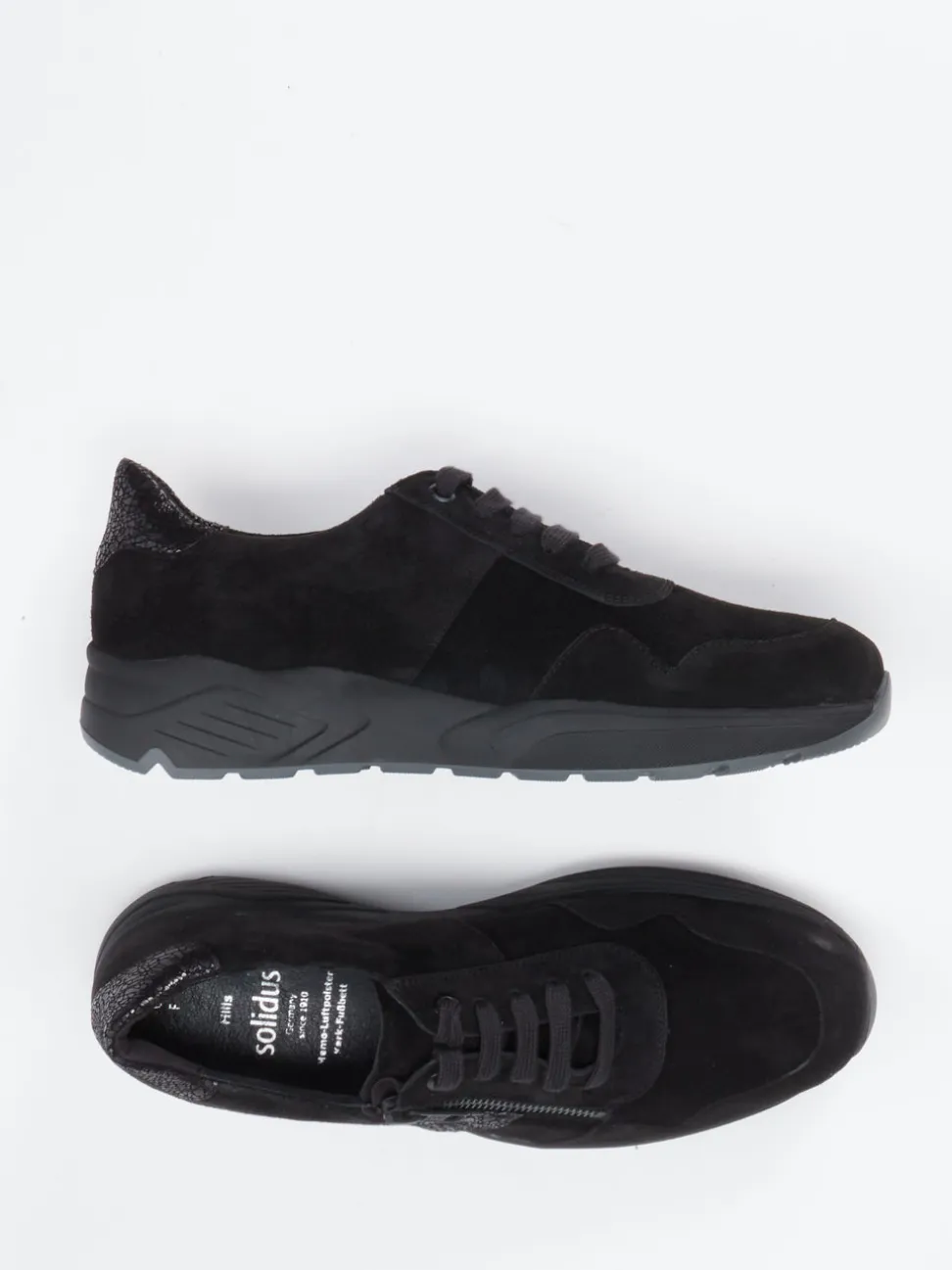 Solidus – Komfort-Sneaker aus Veloursleder schwarz