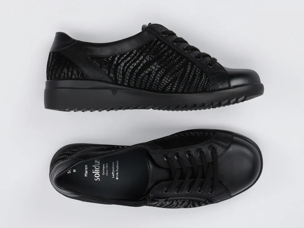 Solidus – Komfort-Sneaker aus Kalbleder in Schwarz