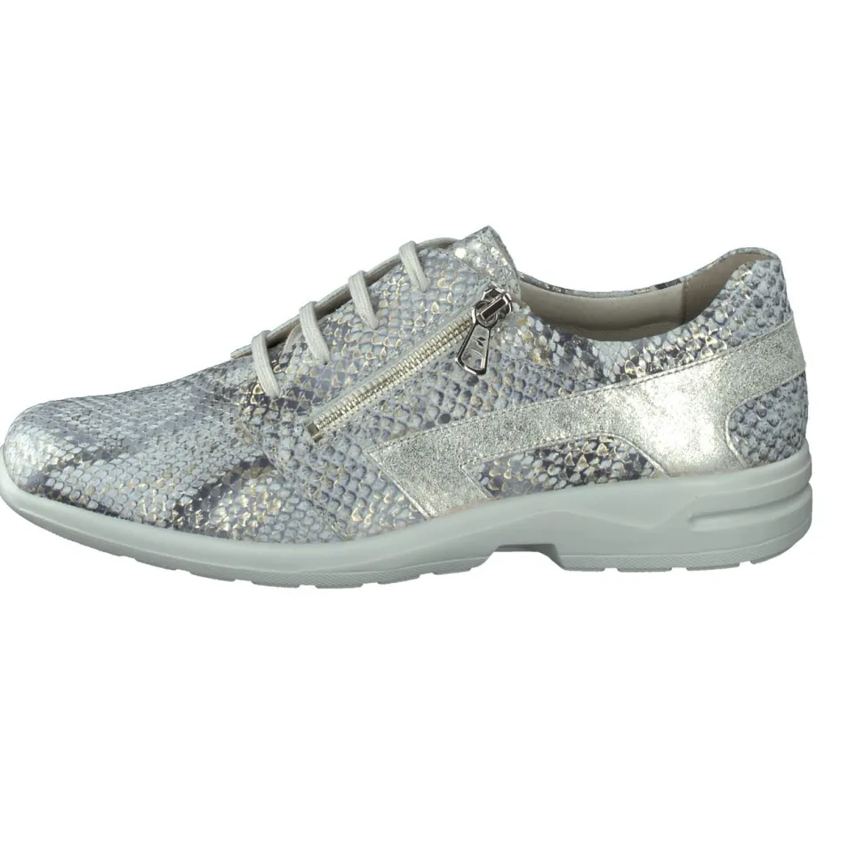 Solidus – Komfort-Sneaker aus Reptilleder silbergrau