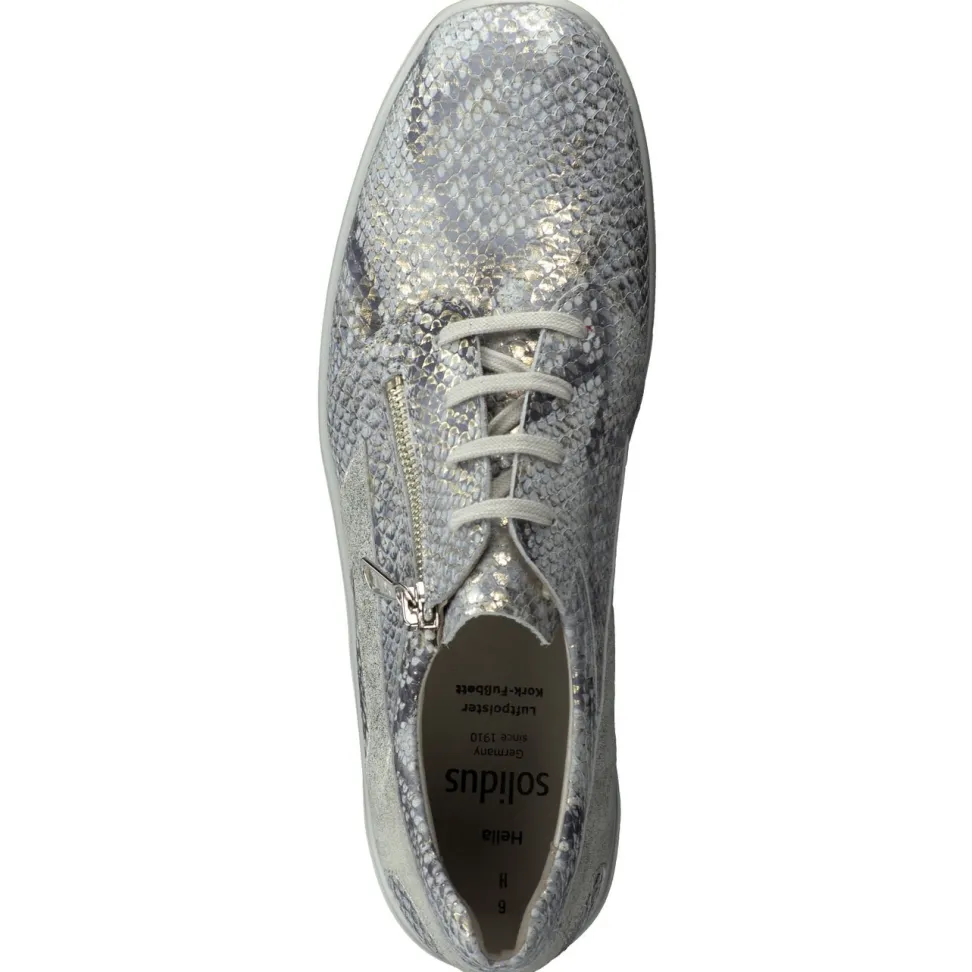 Solidus – Komfort-Sneaker aus Reptilleder silbergrau