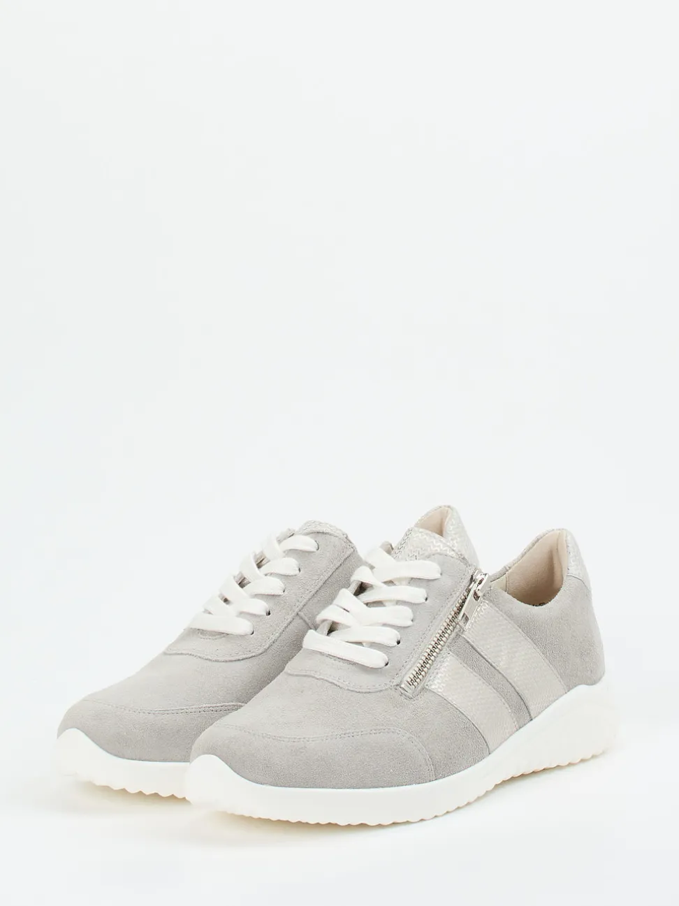 Solidus – Komfort-Sneaker aus Veloursleder hellgrau