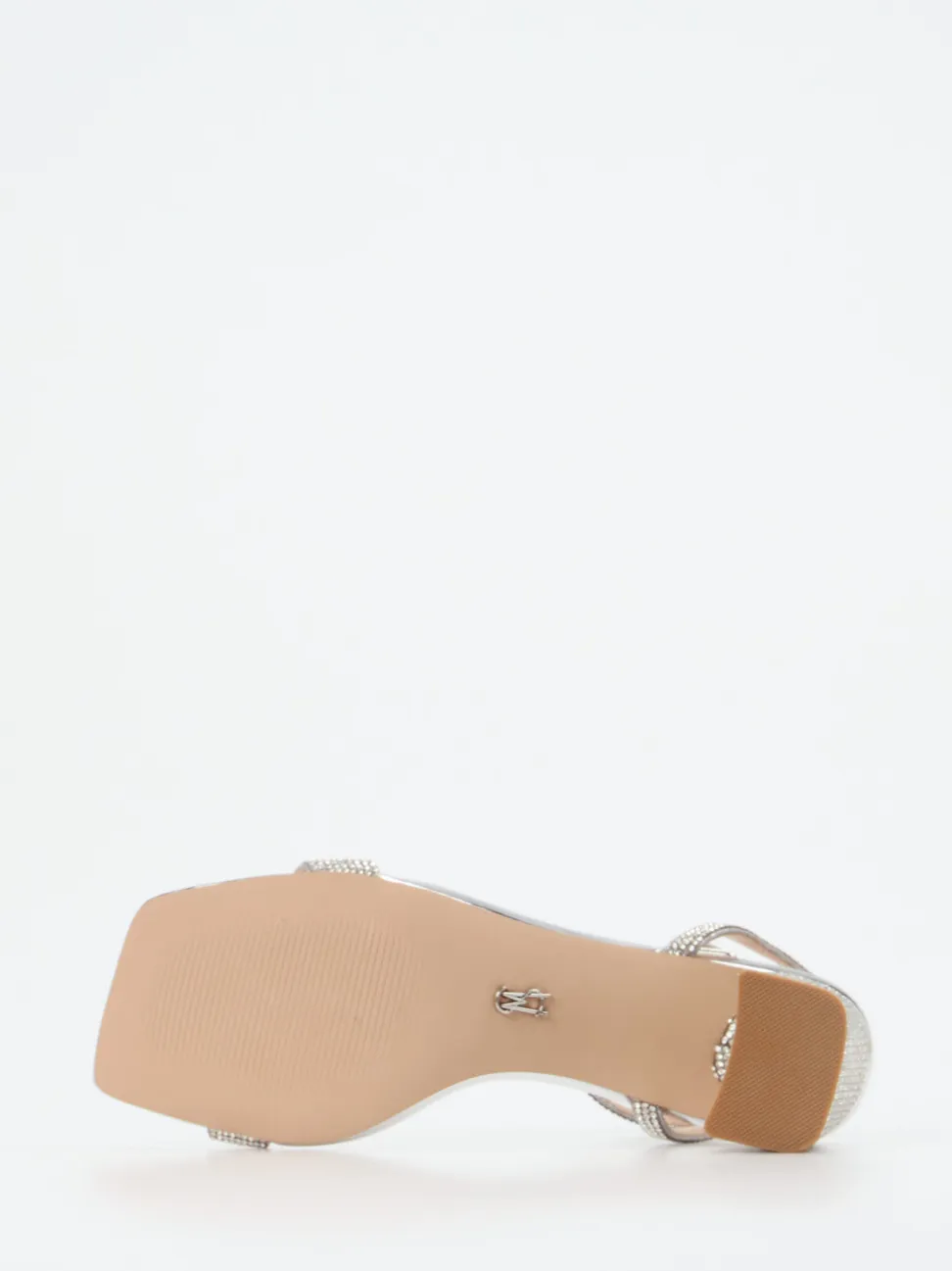 Steve Madden – High Heel Sandalette aus Metallicleder silber