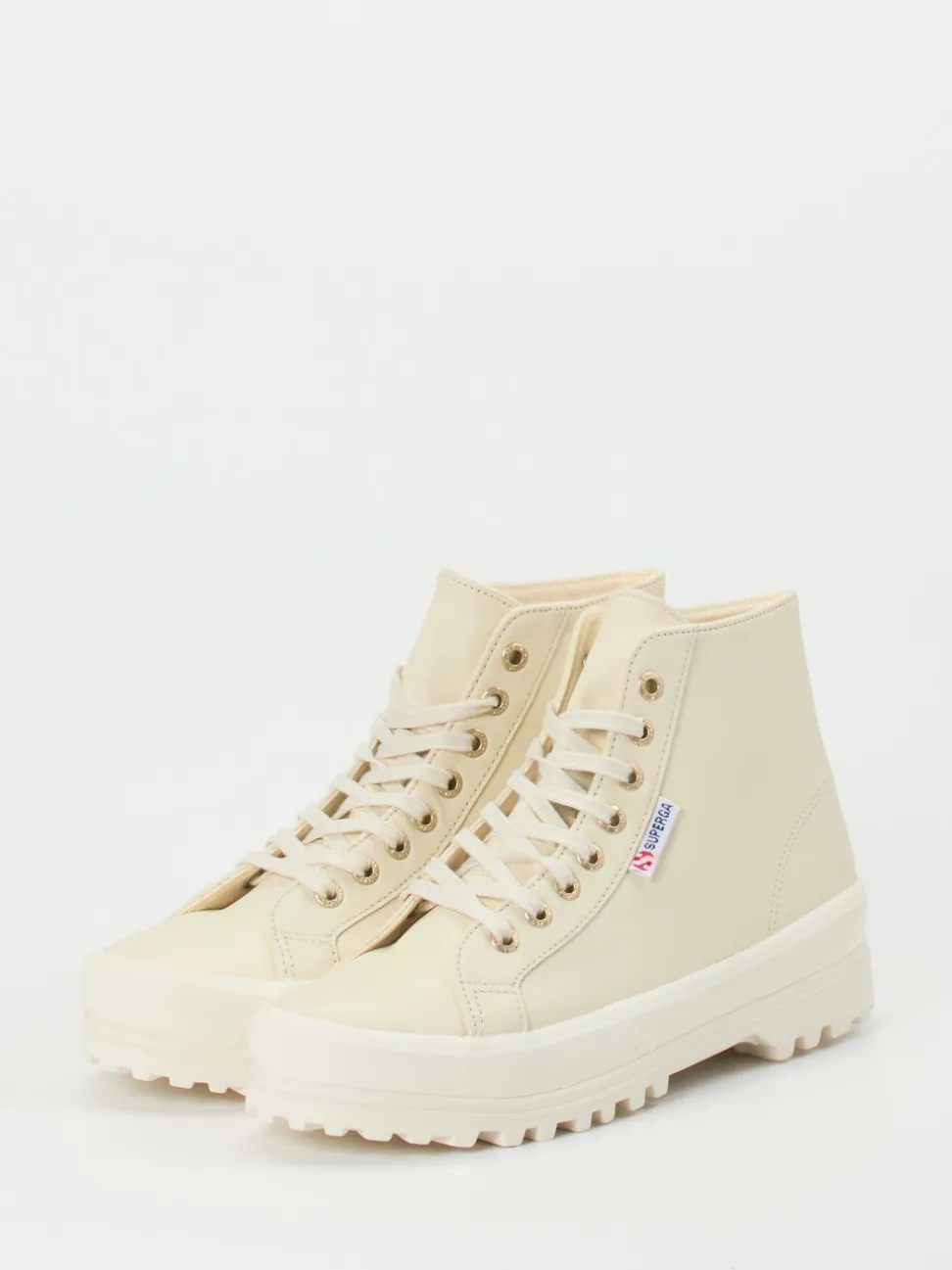 Superga – High-Top Sneaker aus Leder in Beige