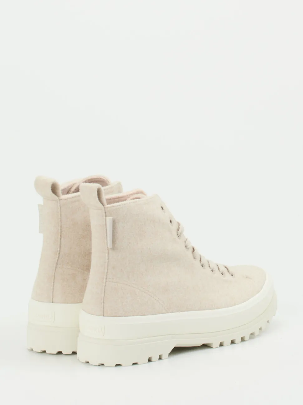 Superga – Schnürboots aus Filz in Cremebeige